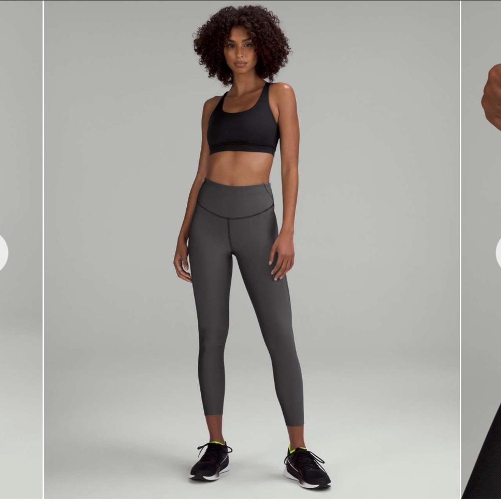 Lululemon Base Pace High-Rise Tight 25" *Two-Tone Ribbed Black / Gull Grey sz 4